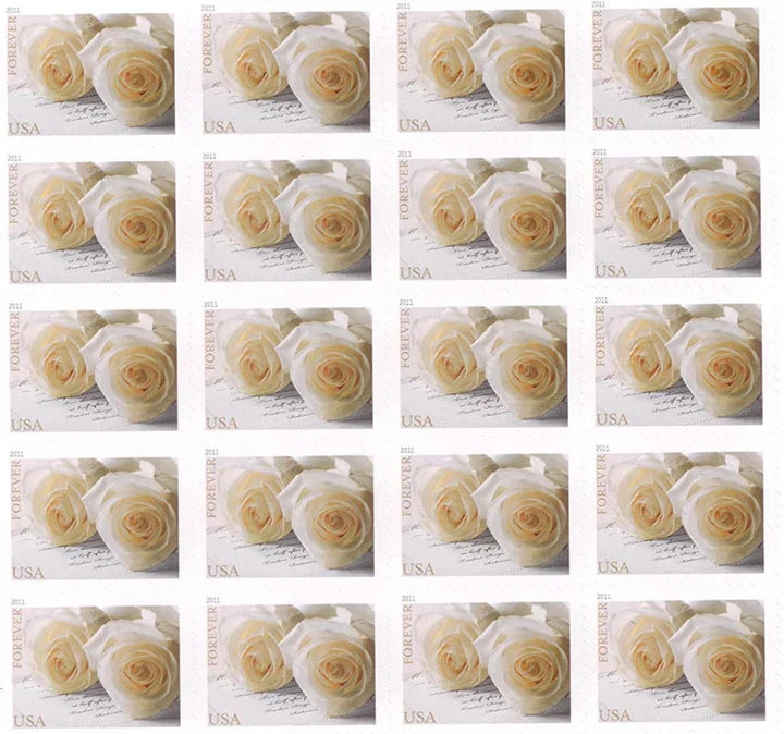 Wedding Roses Forever Label Sheet – Elegant Floral Design for Invitations, Anniversaries, Celebrations 100pcs/Pack (20pcs/Booklet)